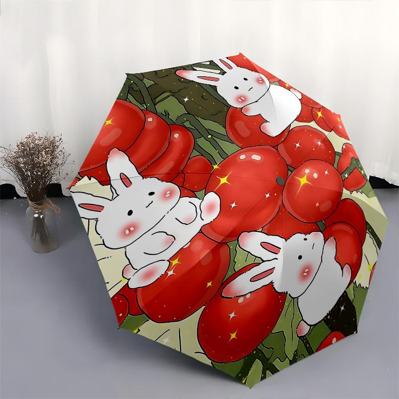 1pc Rabbit Tomato Umbrella with 8 Iron Ribs and a Plastic Handle, Automatic Opening and Closing, and Daily Use.1079