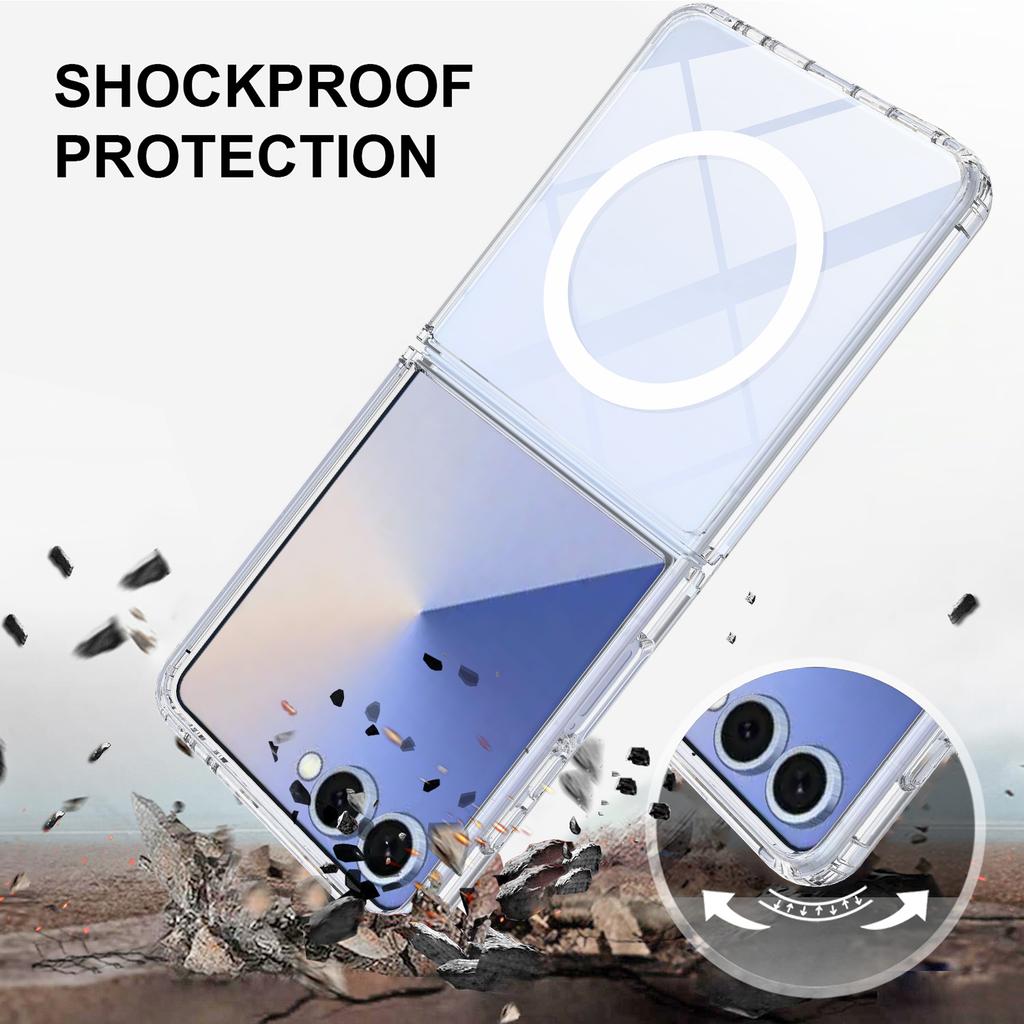 For Samsung Galaxy Z Flip7 5G Clear Phone Magnetic Case TPU+Acrylic Back Cover