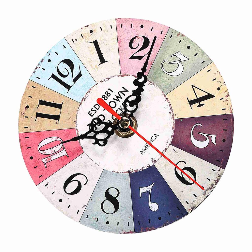 1Pc Artistic Creative European Style Round Antique MDF Home Office Wall Clock Decoration New
