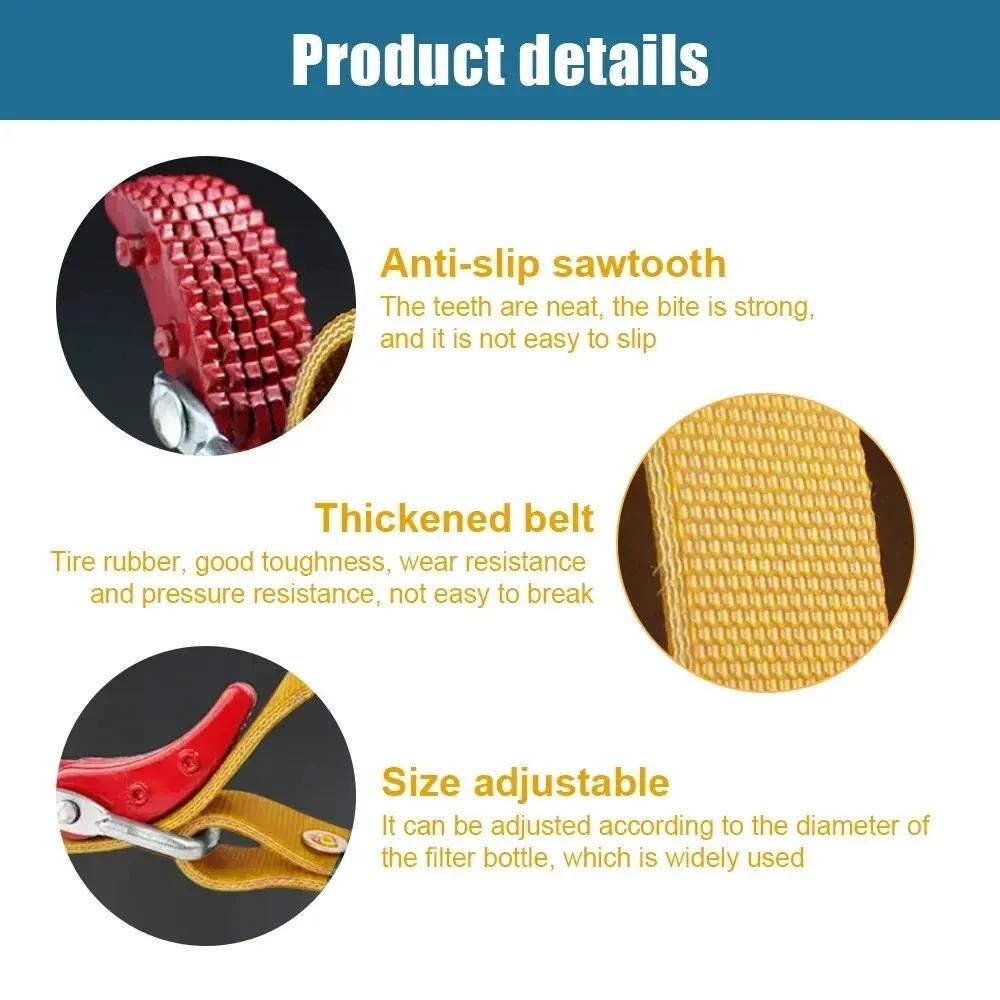 8/12 in Belt Wrench Oil Filter Puller Strap Spanner Chain Wrench Strap Opener Adjustable Strap Opener Cartridge Disassembly Tool