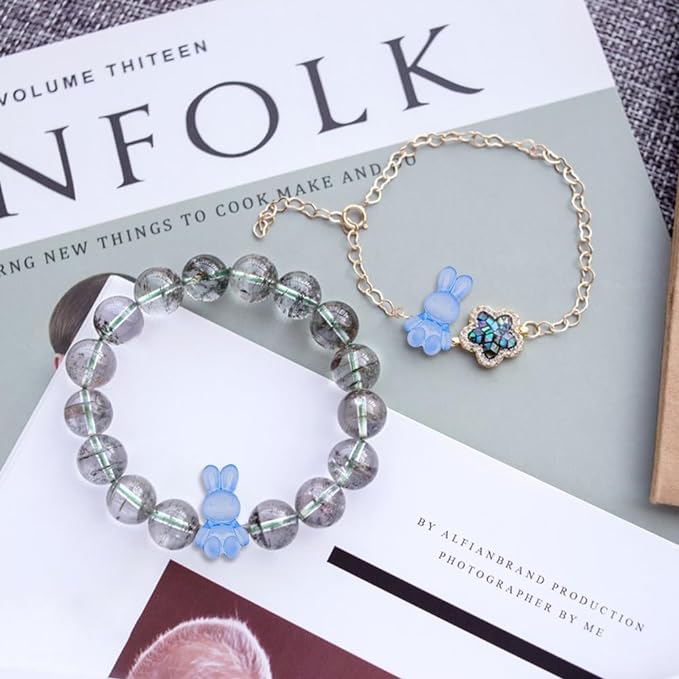 Home Party Supplies Cartoon 10Pcs DIY Bracelet Necklace Hair band Rabbit Resin Beads For Spacer Making Cute Frosted Jelly Color For Jewelry Making