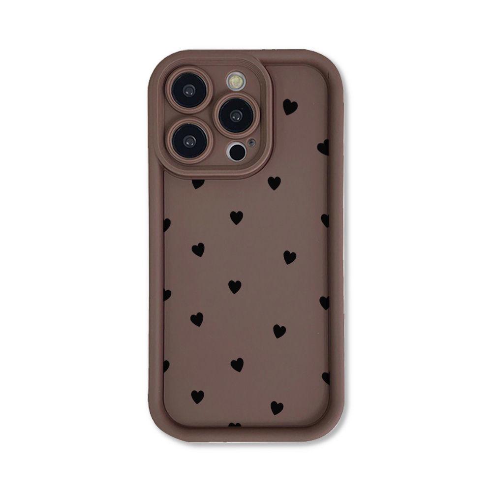 Black Heart Matte Drop-Proof Phone Case for iPhone 11-17, Compatible with Models 12-16 Pro Max