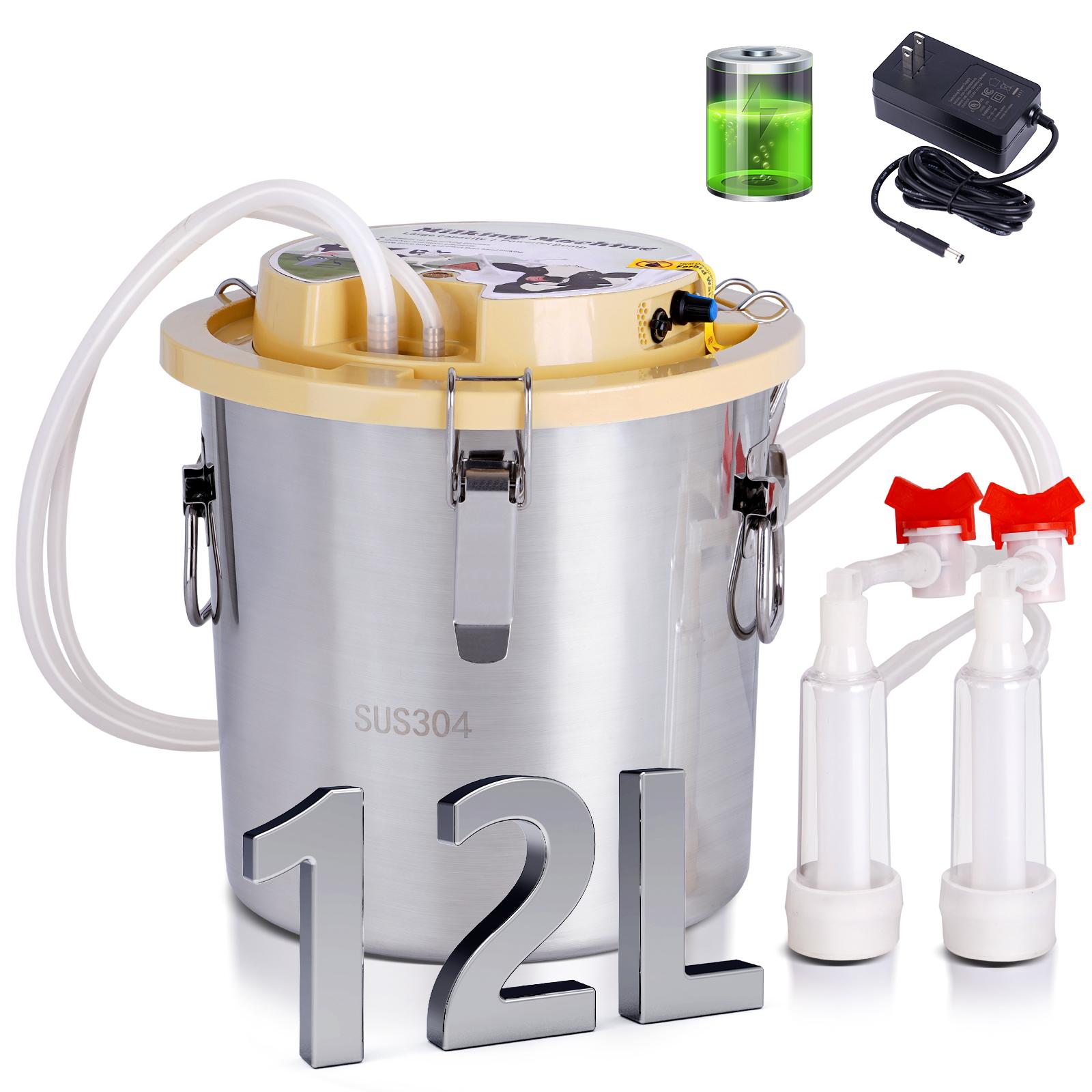 

12L/16L Cow Goat Electric Integrated Milking Machine 304 Stainless Steel Rechargeable and Plug-in Milking Machine for Cattle