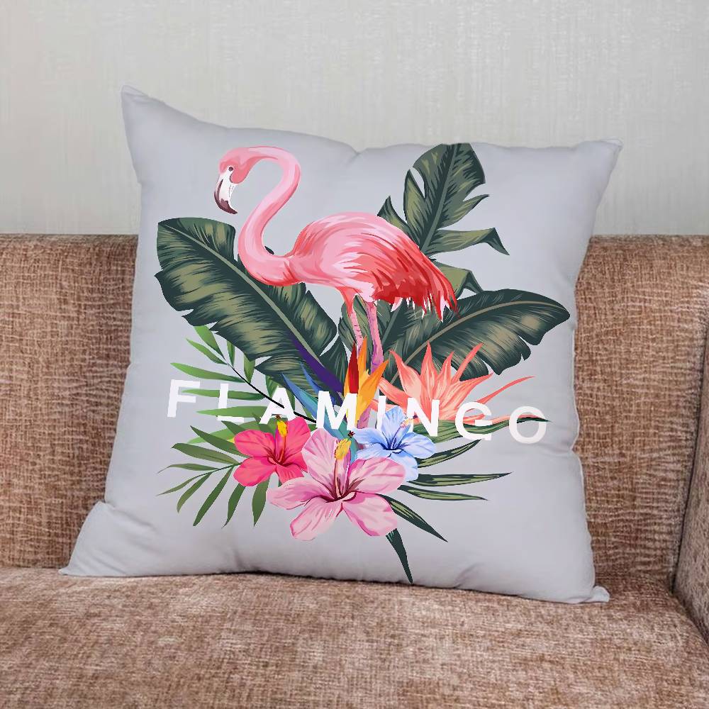 Flamingo Pillow Case For Home Bedroom Car Office Decoration Living Room Sofa Cushion Cover Suitable