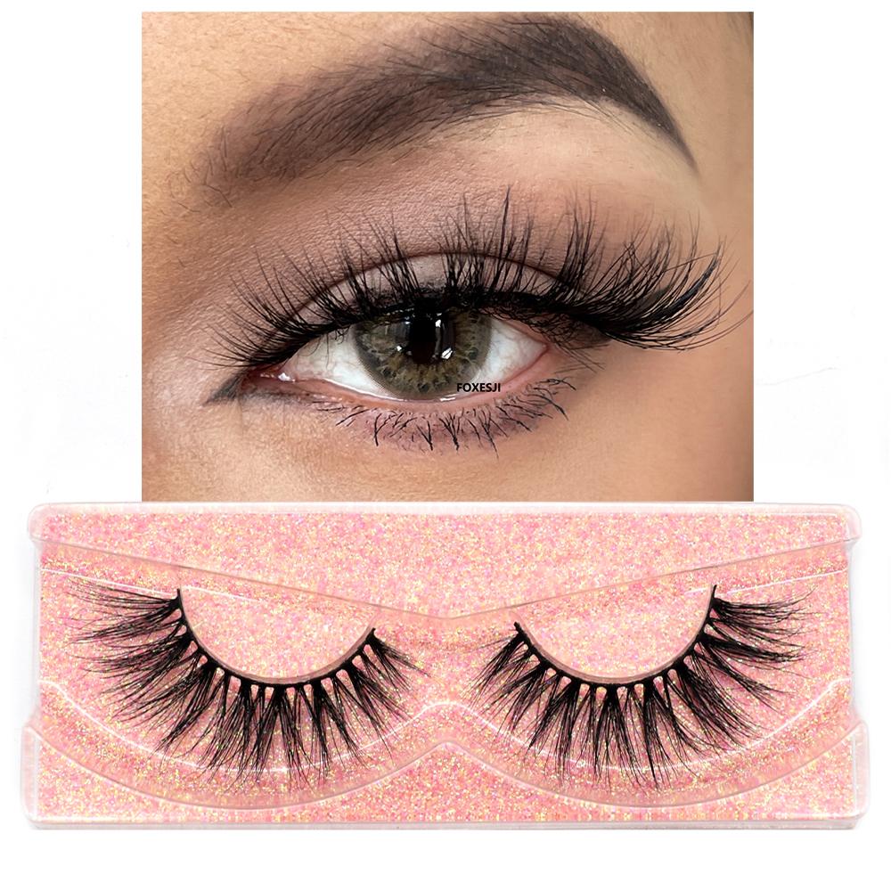 FOXESJI 3D Mink False Eyelashes Fluffy High Volume Eye Lashes Natural Wispy Full Strip Mink Eyelash Extension Bulk Lash Makeup