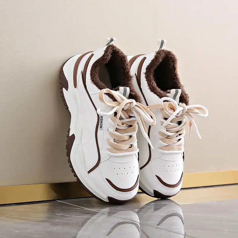 Fashion High Platform Natural Leather Badminton Sneakers For Women Mary Jane Silver Sports Woman Outdoor Shoes Daily