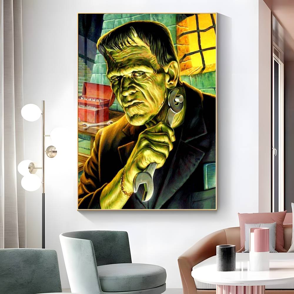 1pc Vintage Frankenstein Monsters Poster Sticker Print Waterproof Wall Art For Living Room Bedroom Home Decor