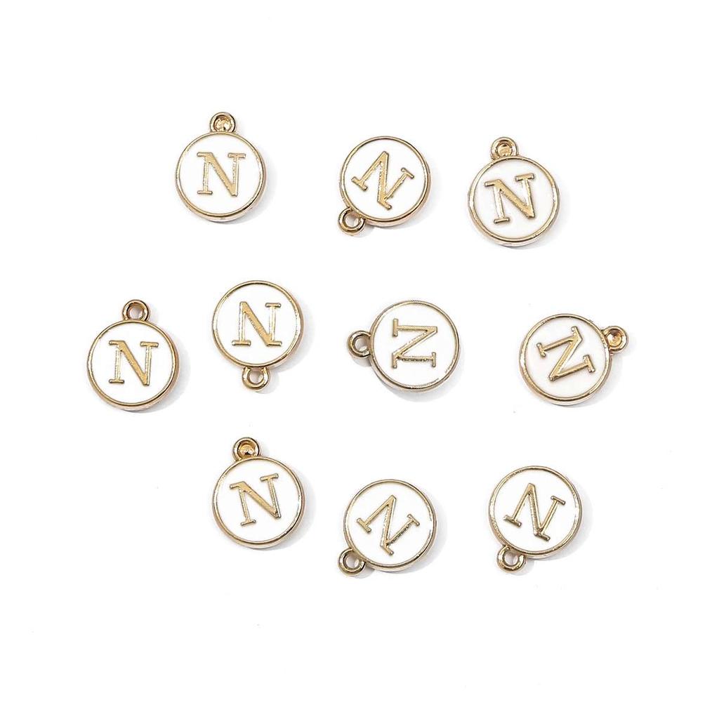 10 Uds. De dijes de letras en inglés esmaltados de Metal, colgante para fabricación de joyas DIY, accesorios para collares y pulseras