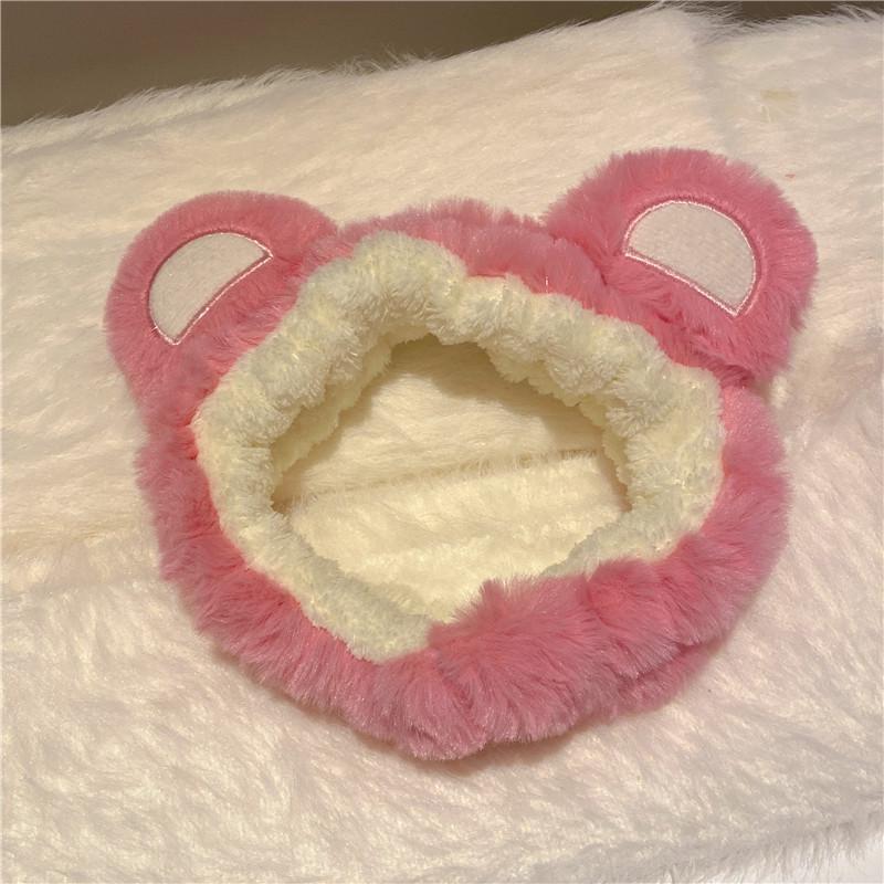 

2023 Cute Pink Strawberry Bear Plush Headband - Essential Hair Accessory for Girls & Women