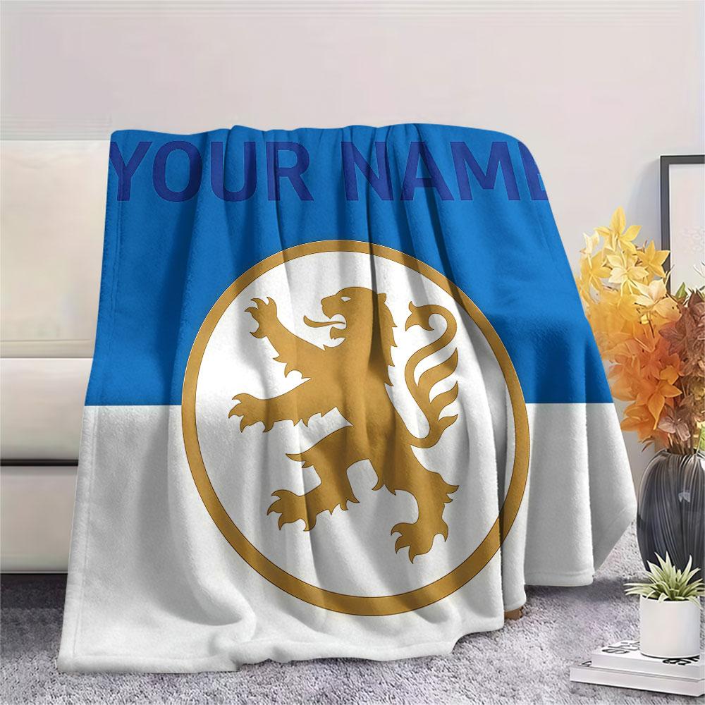 Custom Name,Olympique Lyonnais Printed Flannel Blanket, soft throw for bedroom sofa, washable, Christmas present, great gift.