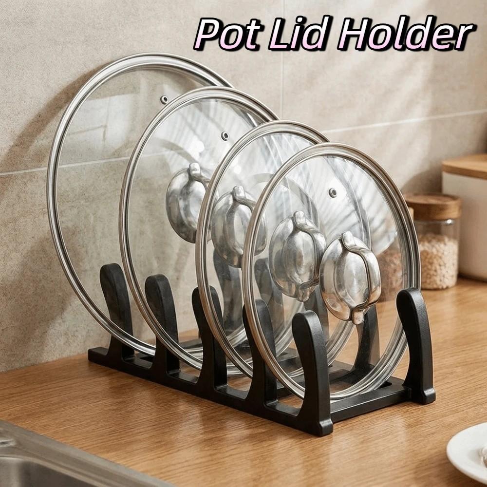 Plastic Pot Lid Rack Large Capacity Vertical Pan Lid Storage Rack Cookware Organizer for Kitchen