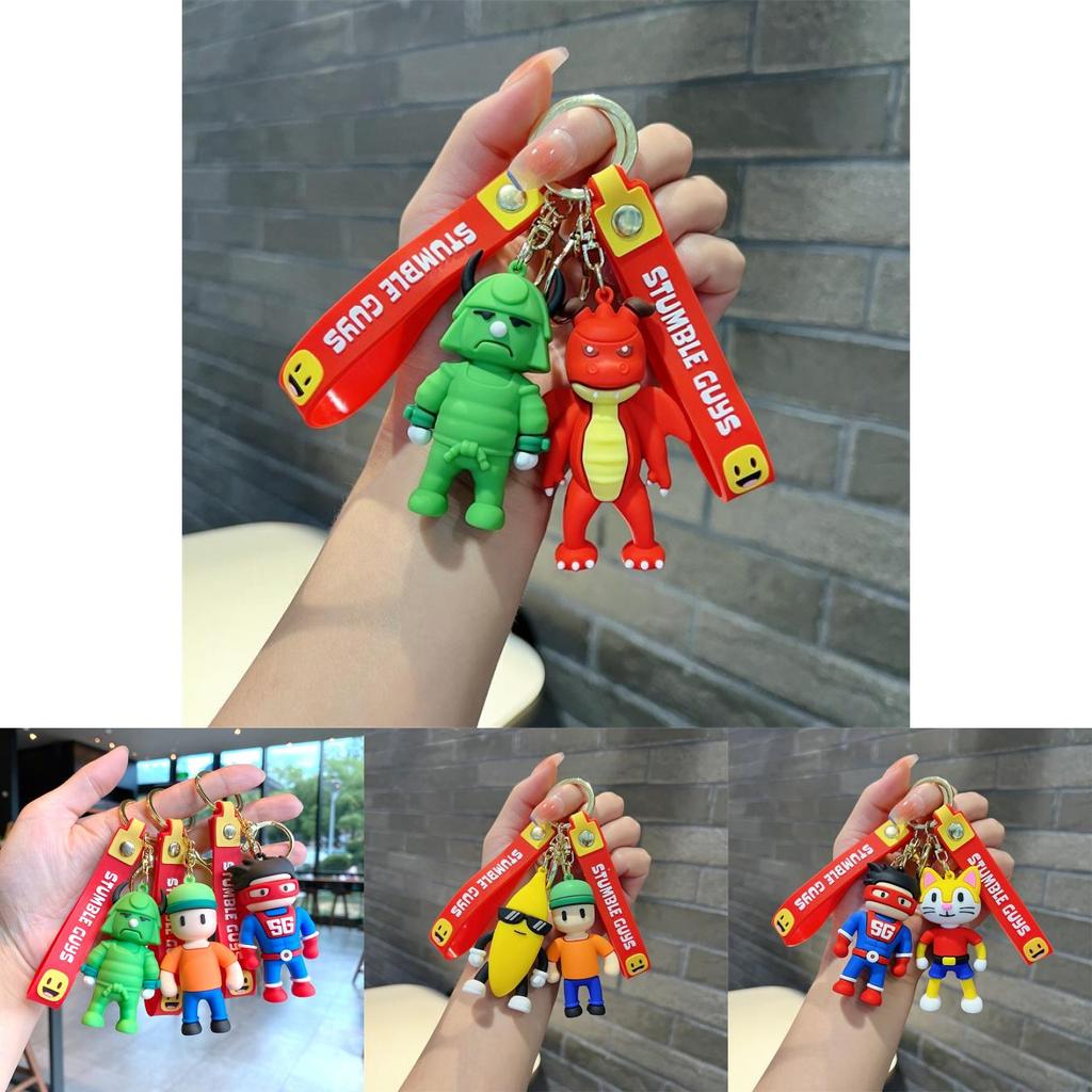 Adorable Cartoon Stumble Guy Keychain Cute Rubber Bag Charm Key Accessory