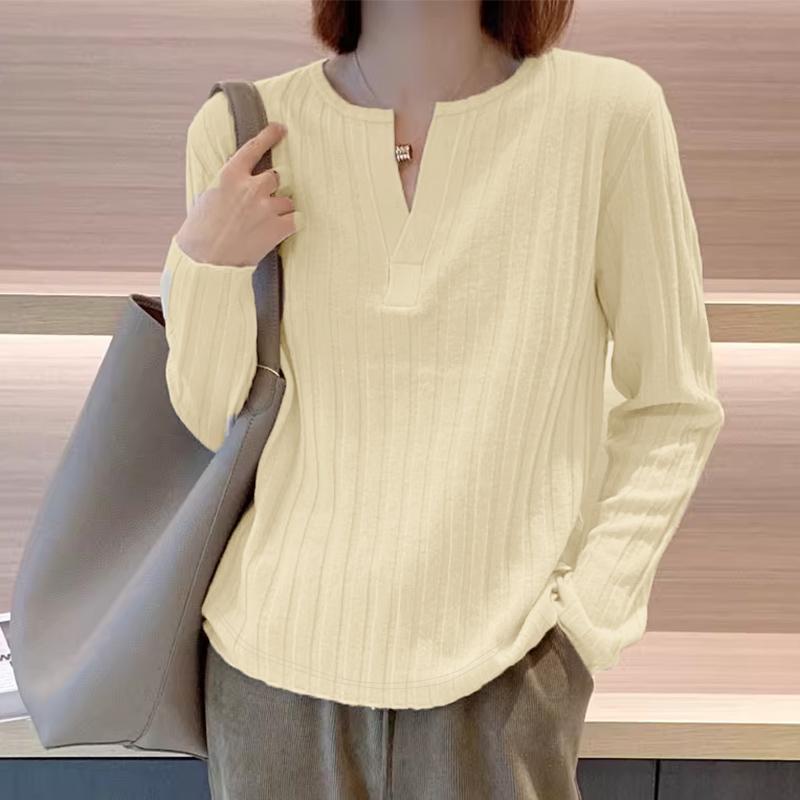 

ZANZEA Women Casual V-Neck Long Sleeve Thin Knitted Blouse 2XL бежевий