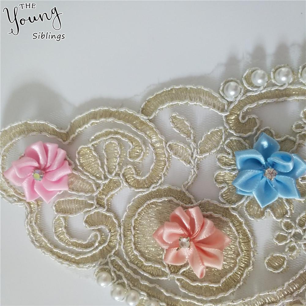 Three-Dimensional Flower-Dipped Embroidered Lace Collar Pair Flower Imitation Pearl Lace Lace Women'S Clothing Accessories