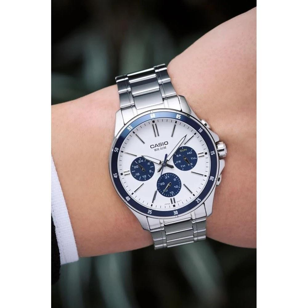 Casio Edifice MTP-1374D-7A2VDF Analog Watch White Dial Silver Bracelet Men