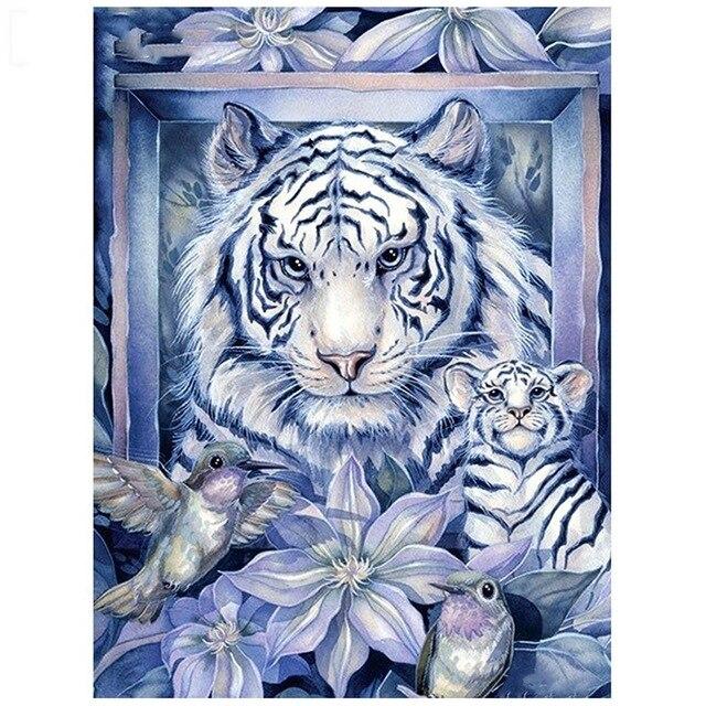 5D diamantová maľba zvieratká Tiger Diamantová mozaika DIY Plný štvorcový/okrúhly Živica Diamantové vyšívanie Krížové vyšívanie drahokamu Nástenné umenie