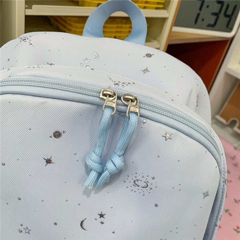 Cute Starry Print Backpack for Women, Lightweight School Bag with Front Mesh Pocket and Side Pockets