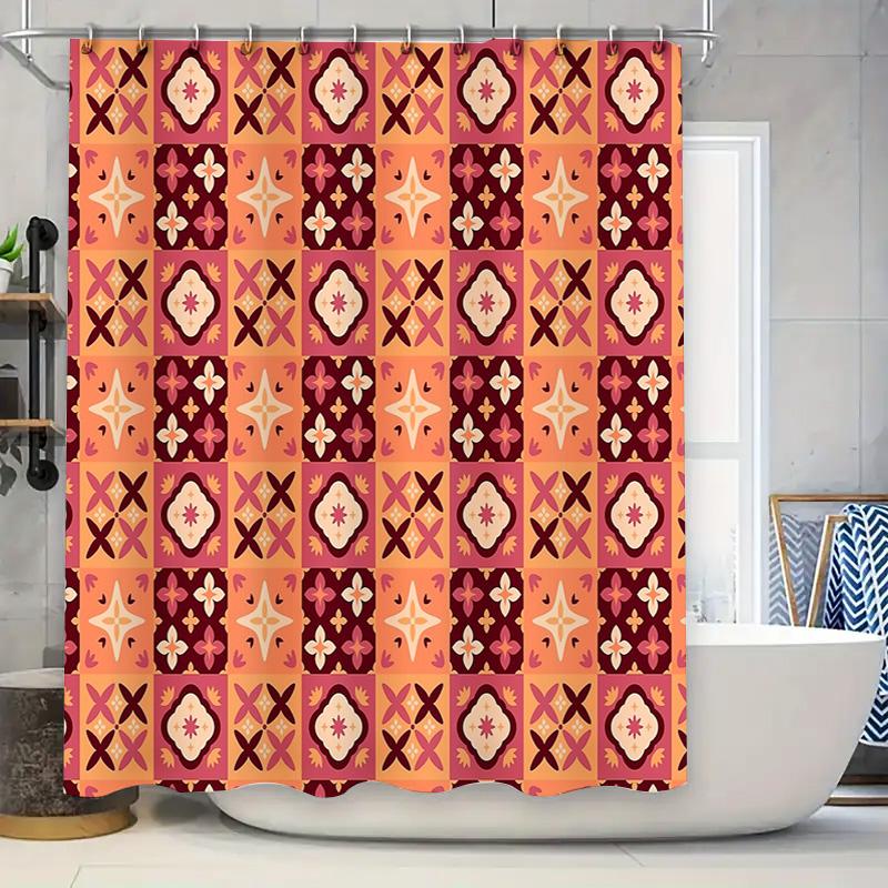 

Vintage Floral Shower Curtain Botanical Pattern Waterproof Fabric Bathroom Decor Farmhouse Style Backdrop 90x180cm