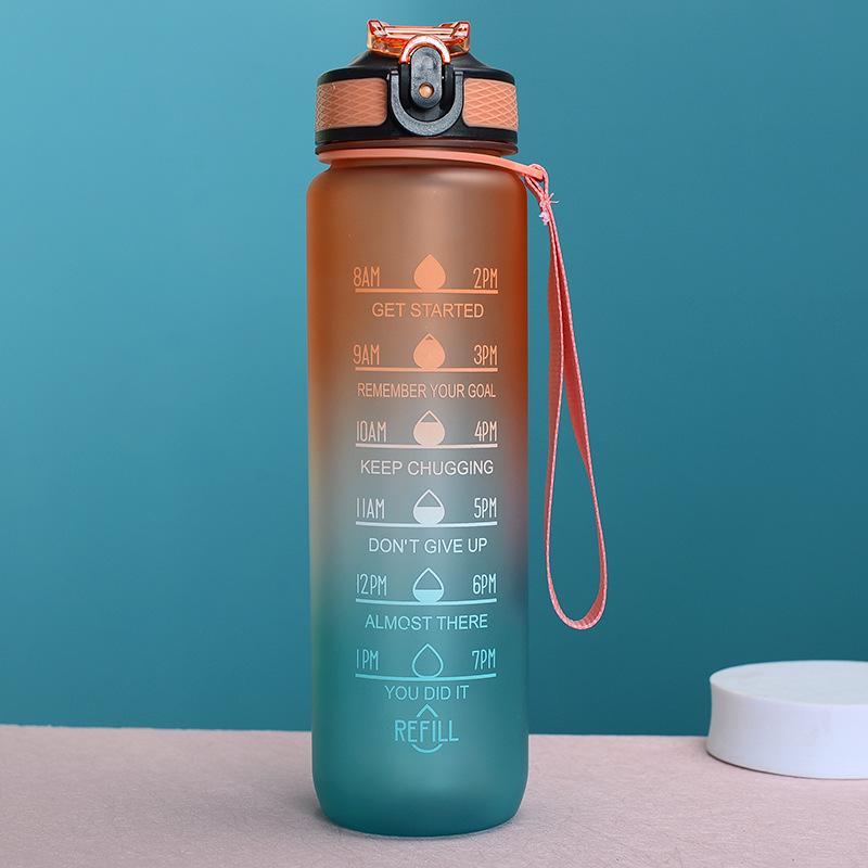 Gradient Plastic Sports Water Bottle with Bounce Lid - Large Capacity for Students & Outdoor Fitness
