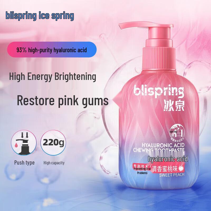 Blispring Hyaluronic Acid Toothpaste, Peach Flavor