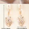 Elegant Female Small White Zircon Stone Skeleton Leaf Hoop Earrings Trendy Fashion Gold Color Wedding Jewelry For Women