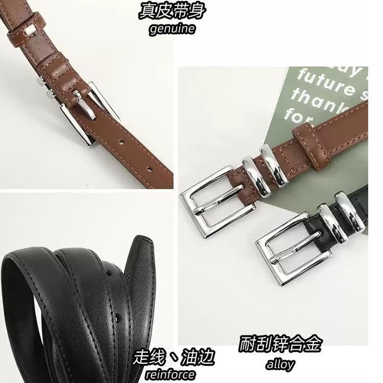 Women'S Leather Belt Design Sense Niche Trend Personalized Thin Belt High-End Belt