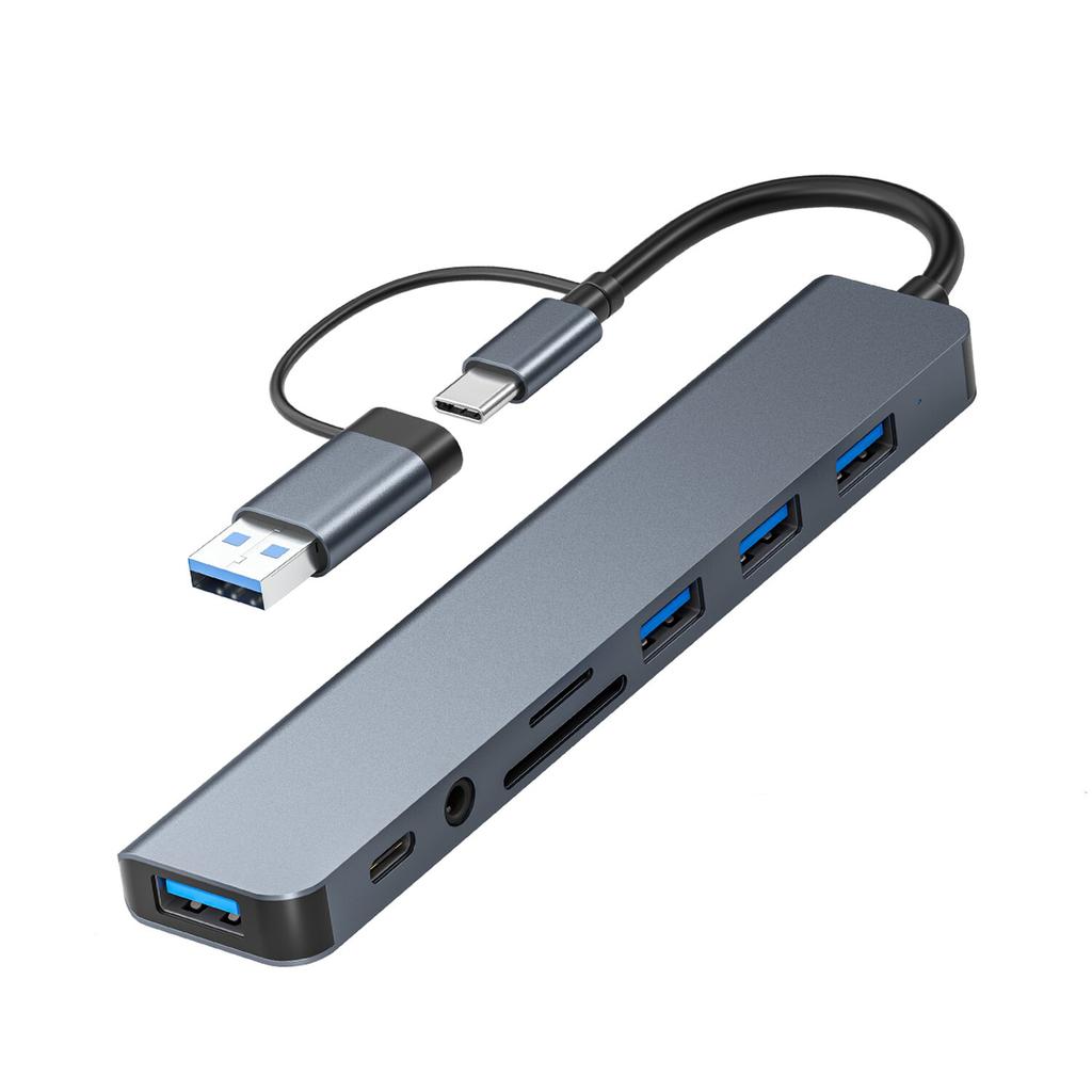 8in1 USB C Hub 4 USB Ports 1 USB-C Jack TF/SD Card Reader 3.5mm Audio Output for MacBook pro iPad pro 15 Laptop