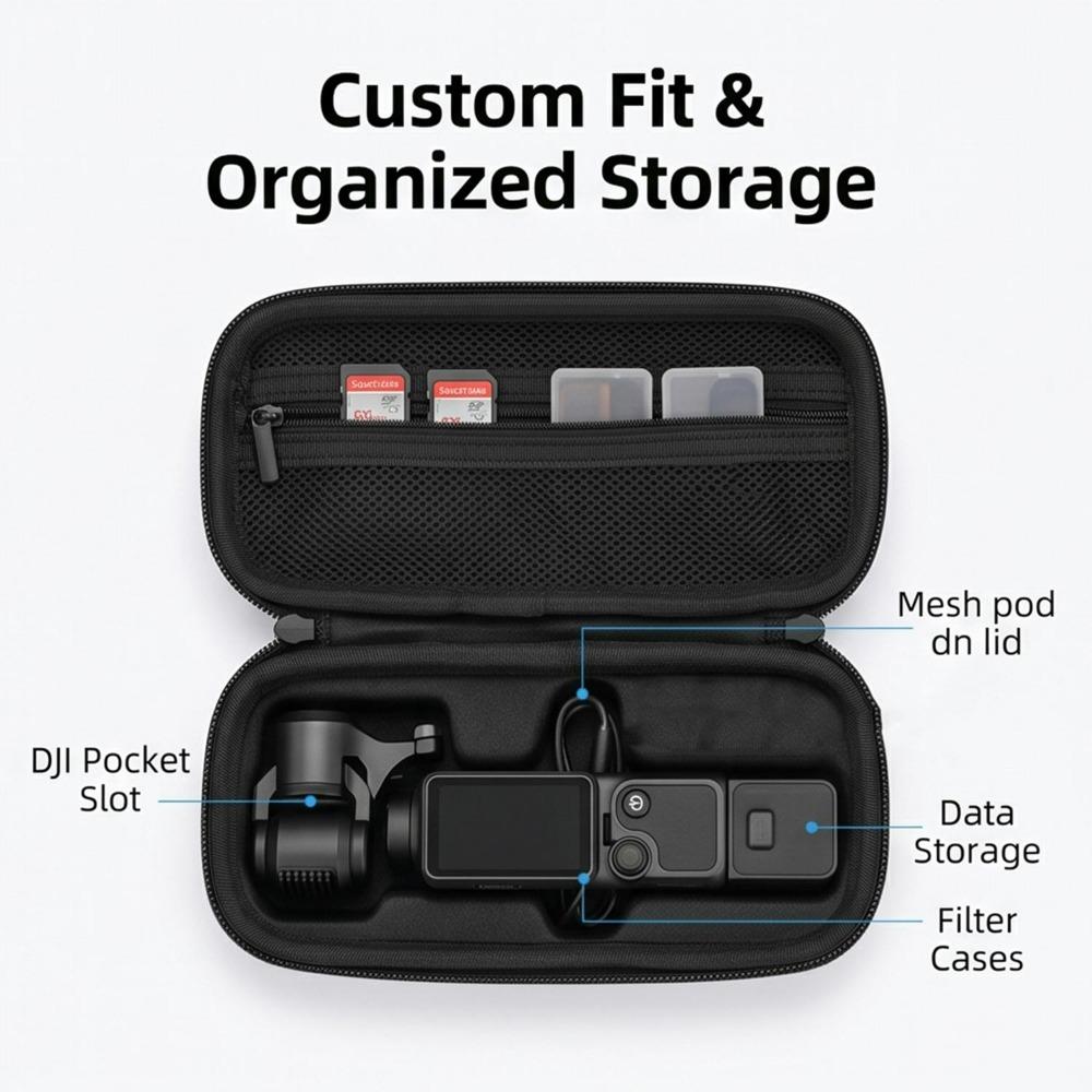 Portable Protective Storage Bag for DJI Osmo Pocket 4/3 EVA Hard Carrying Case with Hand Strap for DJI Pocket 3 Protective Bag