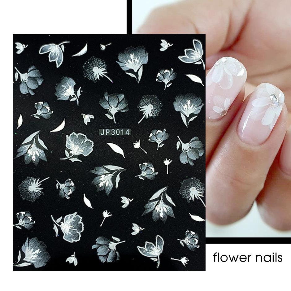 5D Nail Art Decals Decoration Self Adhesive Nail Art Stickers Manicure Design White Snow Sticker for Nail Design Merry Christmas