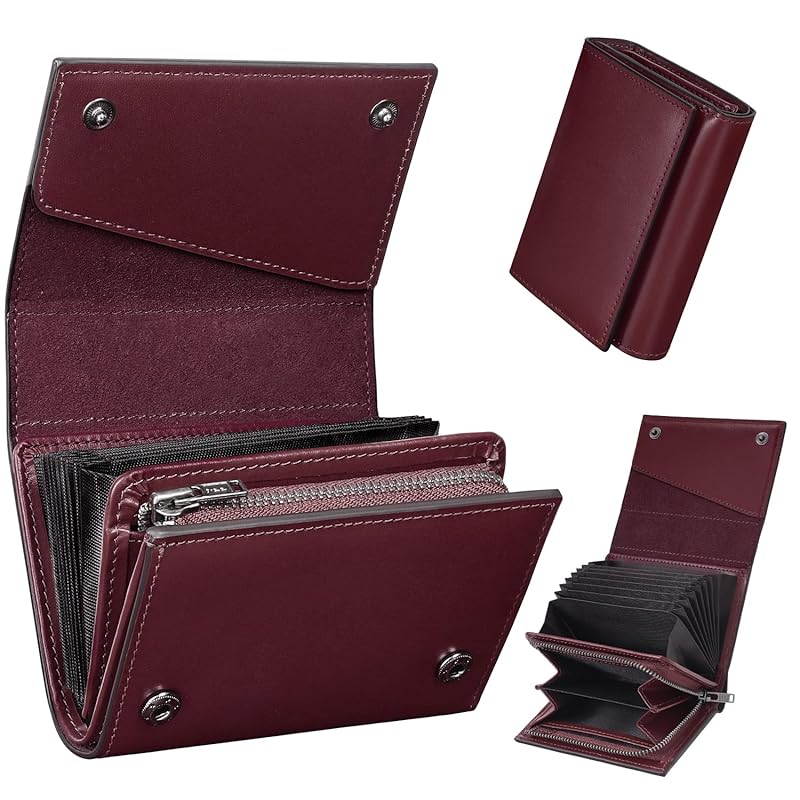 

[GSG] Tochigi Leather wallet men s bifold popular brands Compact (box type) YKK zipper coin purse Holds a lot of cards) Prevents skimming bi-fold
