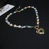 Tooxika Skeleton Love Heart Pearl Lurex Small Flower Necklace Niche Beading Personality Temperament Collarbone Chain