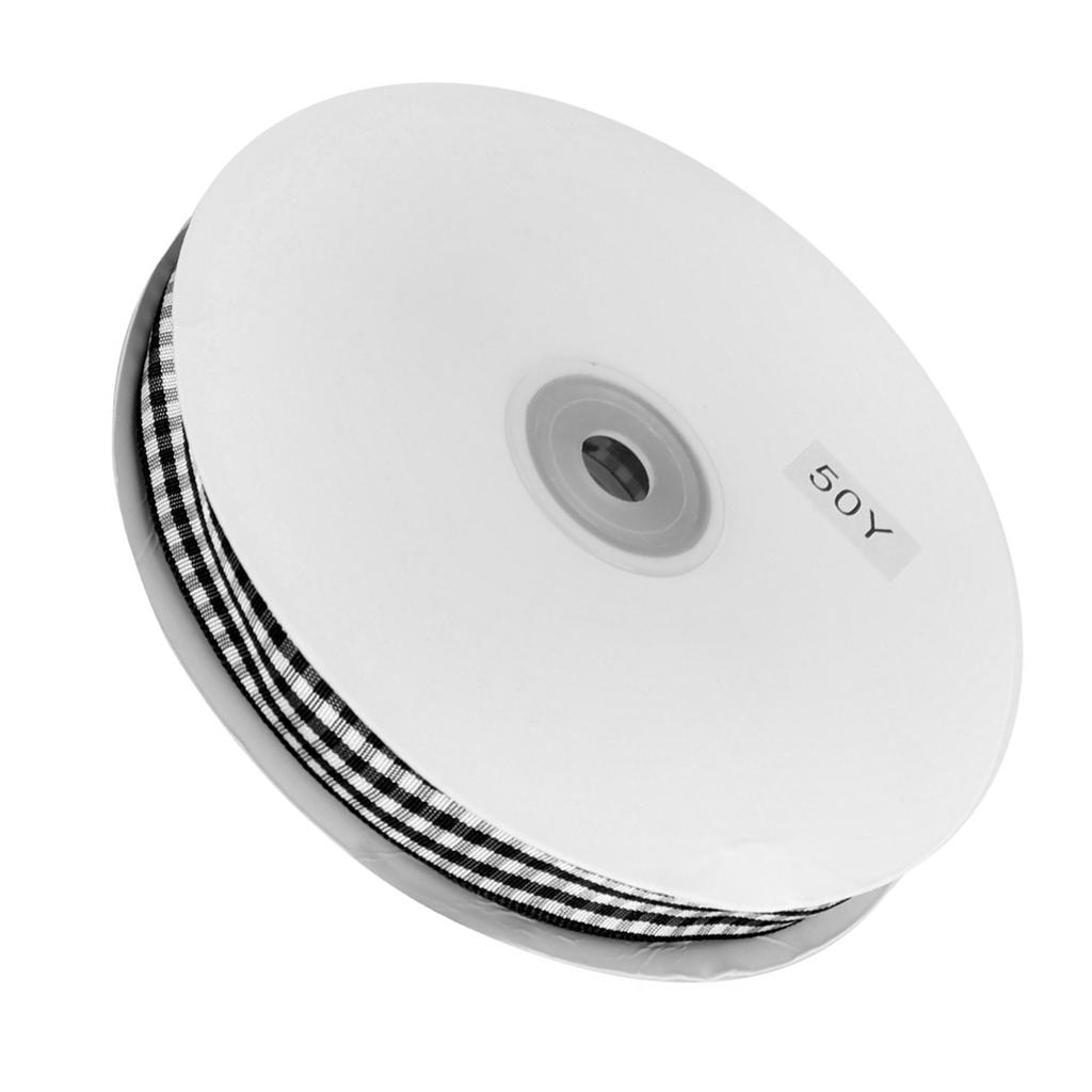 Checked Ribbon 50 Yards Roll Making Bowknot Handicraft DIY Clothing Decoration Accessories