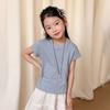 Kids Girls Korean Style Cute Flower Back Short Sleeve Lightweight Casual T Shirt