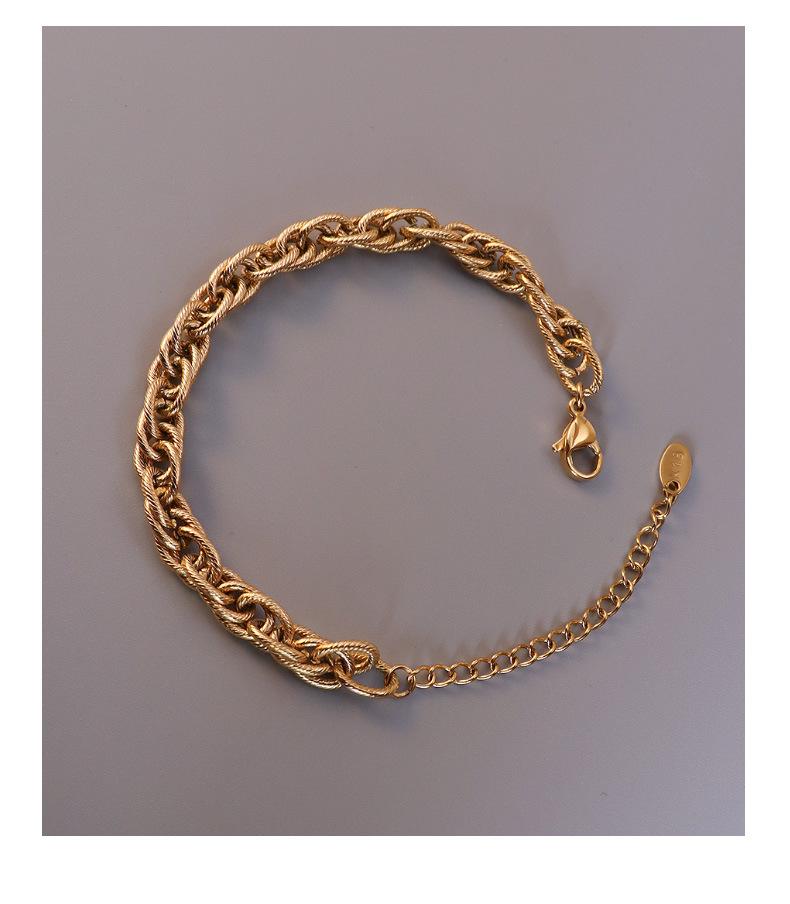 Italian Woven Chain Hip-Hop Style Necklace & Bracelet Set - Women's Handmade Titanium Steel Jewelry