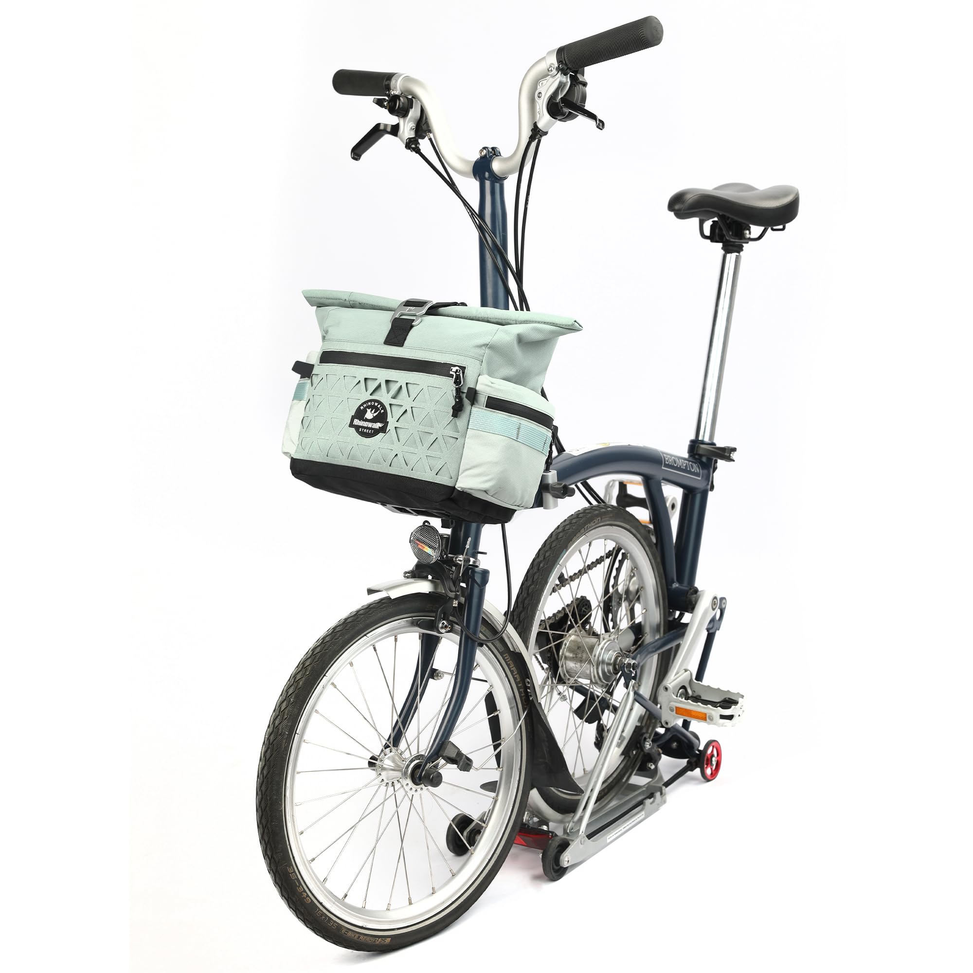 

Rhinowalk Brompton Folding Bike Shoulder Bag, 6.5L, Waterproof, Roll-Top with MOLLE System, 2-Way, Handlebar Bag, Folding Bike Basket Bag (Includes Ra