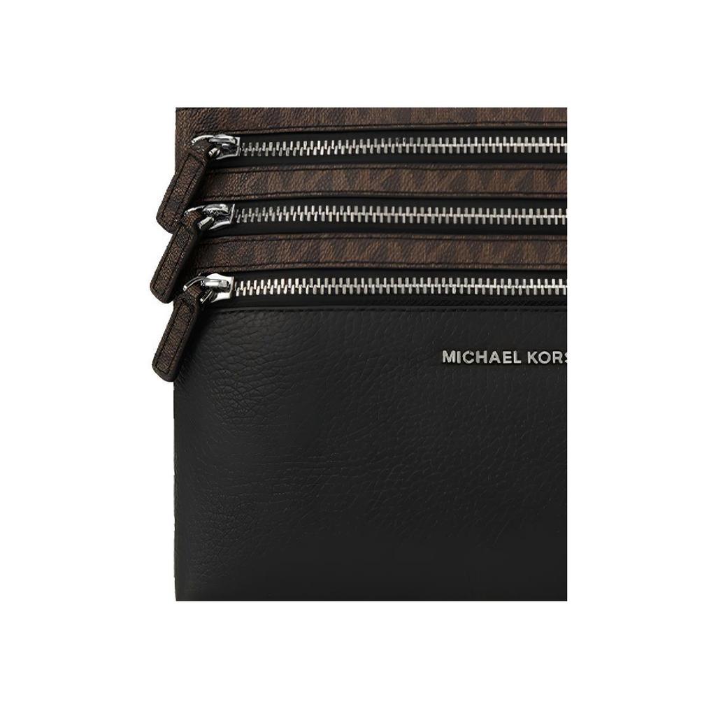 Michael Kors Mk Logo Leather Clutch Medium Men clutch Black Dark-Brown 36H1LGFU2L-201