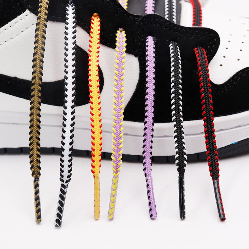 1Pair Double Color Flat Shoelaces 6mm Wide Sneakers Casual Shoe Laces Tennis Rope Shoelace Shoes Accessories 100/120/140/160CM
