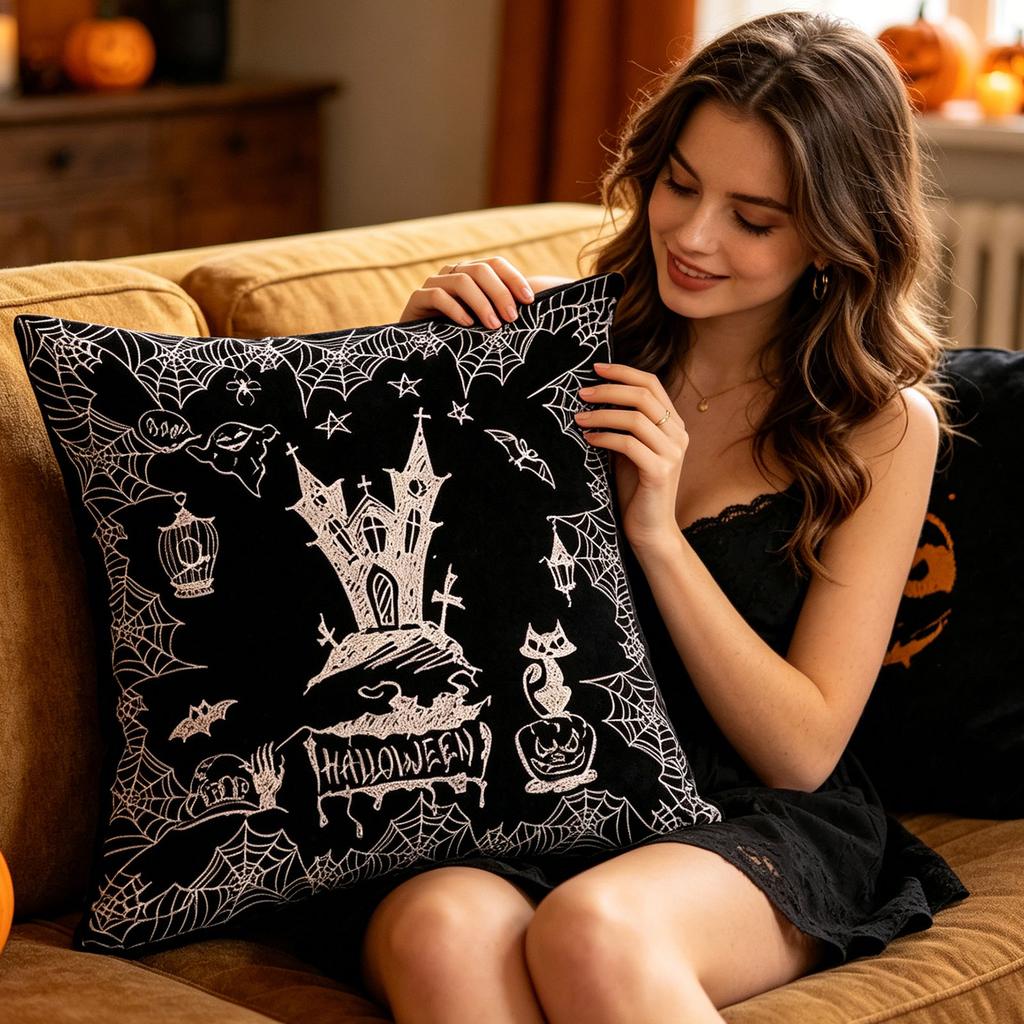 Soft Halloween Throw Covers, Decorative Cushion Cases for Couch Sofa Living Room Bedroom