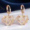 Vintage Hollow Love Heart Flower A-Z 26 Letters Hoop Earrings Yellow Gold Color White Zircon Earring Wedding Jewelry For Women