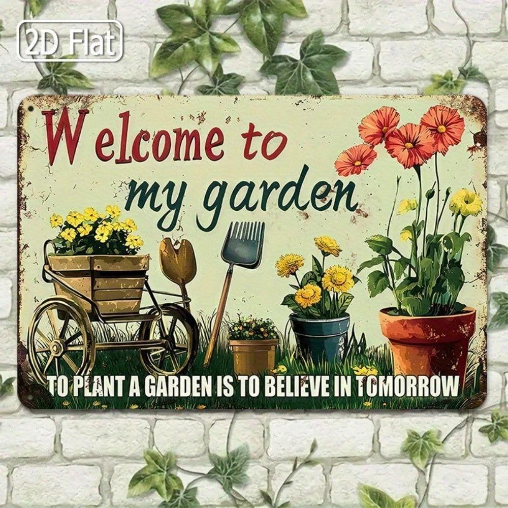 

Metal Garden Sign Welcome To My Garden Wall Art Outdoor Patio Decor