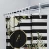Weißer Rosen Duschvorhang mit Gold-Monogramm-Dekor Streifen Home Badezimmerzubehör Für Kinderzimmer Dekoration Geschenkidee