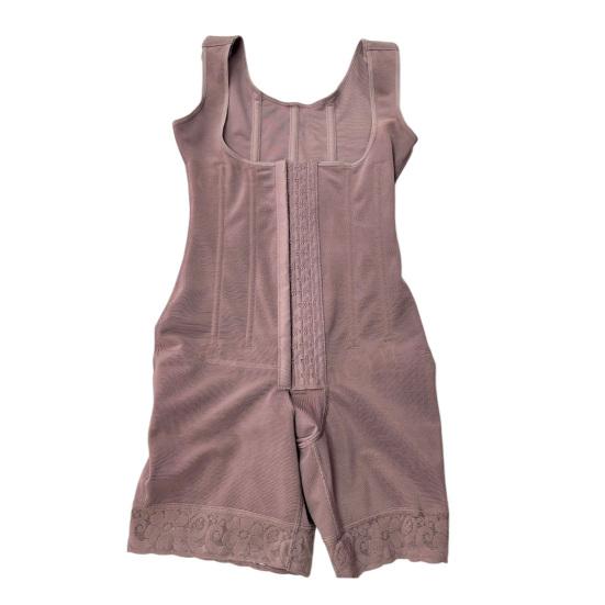 High Waist Shapewear Open-Crotch Bodysuit Shaper with Front Clasp Firm Tummy Control Hip Lifting Body Shaper Breathable Postpartum Recovery Daily