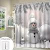 1pc Christmas Shower Curtain - Snowman Winter Wonderland Bathroom Decor with Snowflakes, Extra Long 70.8x70.8 Inch High Quality