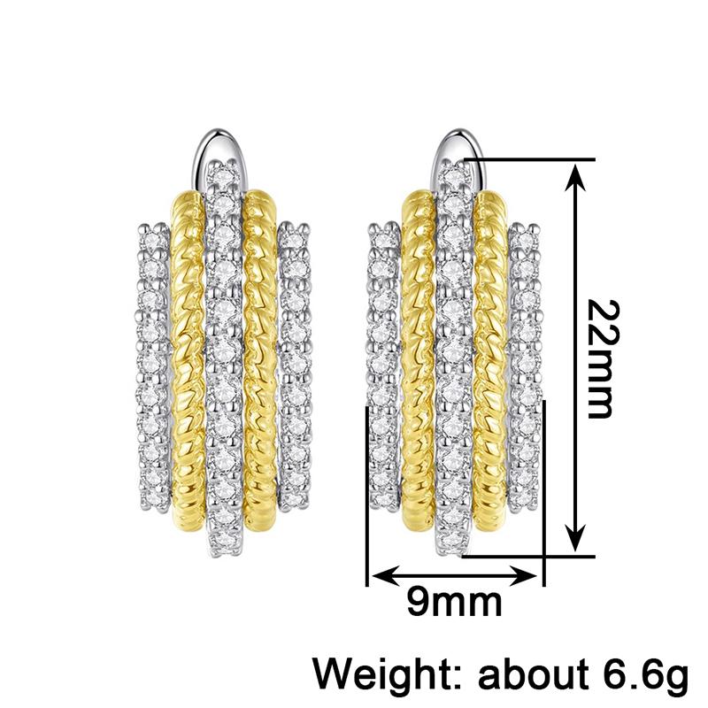 Xiaomi Huitan Multi-Layers Design Women Two Tone Hoop Earrings for Party Daily Gorgeous Accessories Inlaid Shiny CZ Trendy Lady Jewelry