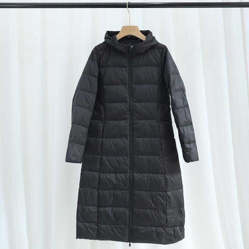 Autumn and winter new down jackets women's light and thin medium and long knee-slim fashion versatile hooded jacket