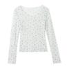 Women's Spring Floral Sheer Slim Long Sleeve T-shirt