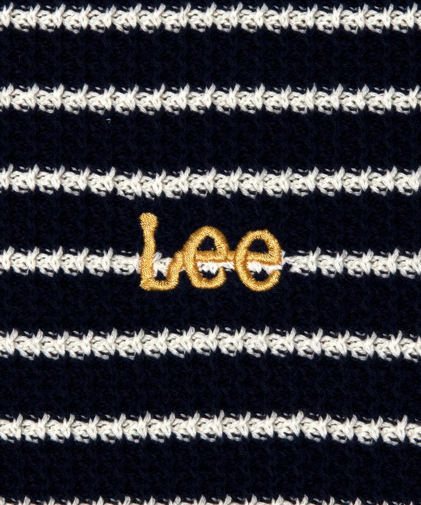 LEE Striped Half Zip Short Sleeve Knit Navy