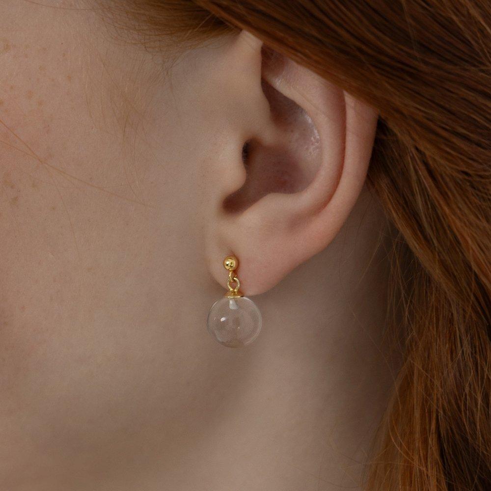 (925 Silver) Clear Ball Drop Earrings Ec3233