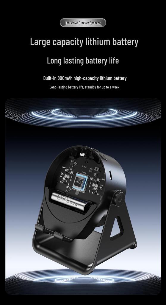 5-in-1 Bluetooth Speaker: Smart Sensor, Wireless Charger, Magnetic Phone Holder, Rotating Multifunction.