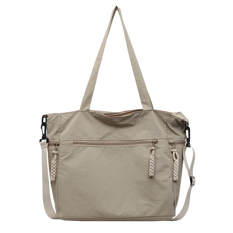 

Large capacity tote bag, simple and lightweight solid color commuter shoulder bag, multi-pocket practical casual messenger bag